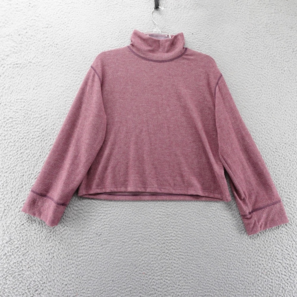 Lush Womens Turtleneck Pullover Sweater Berry Purple Cropped Heathered Small NEW